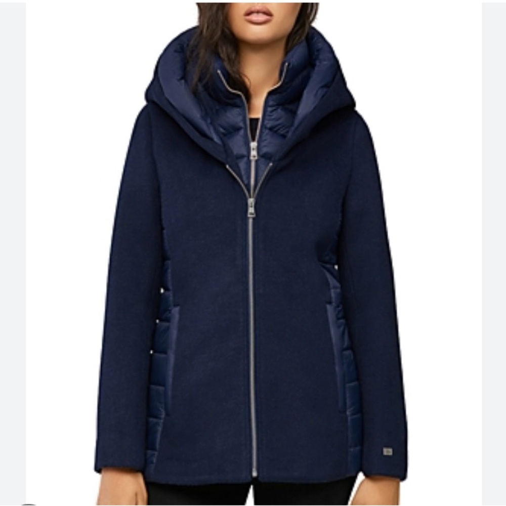 Never worn. Soia & Kyo Dark Blue Hooded Puffer Jacket